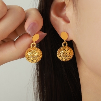 Aurelia Hollow 18K Gold-Plated Drop Earrings with Zircon Accents