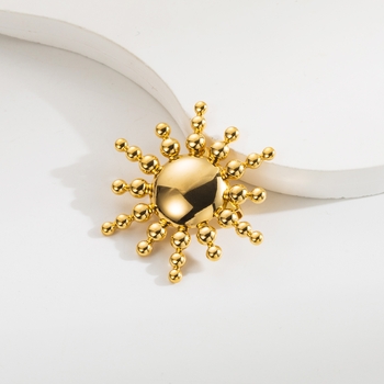 Soléa Sunburst Brooch in 18K Gold-Plated Stainless Steel