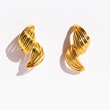 Lyra Twist Spiral 24K Gold-Plated Stud Earrings