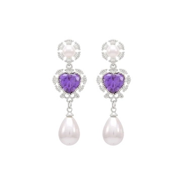 Amora Gleam drop earrings - Platinum & Purple M
