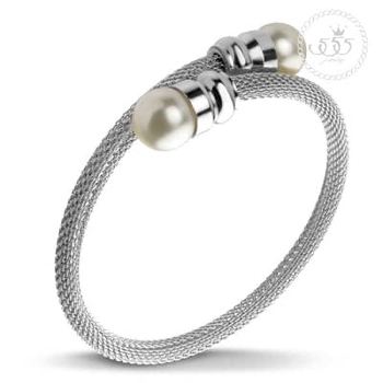 Sena Lustre Pearl Bangle - Steel 60MM