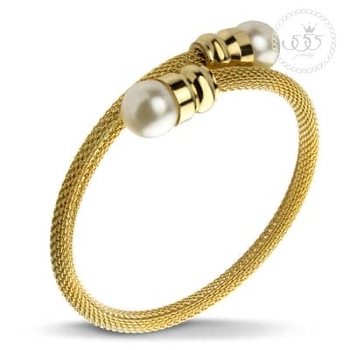 Sena Lustre Pearl Bangle - Gold 60MM