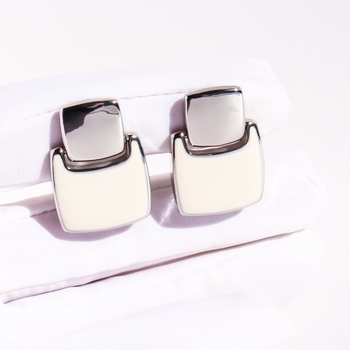 Elara Stud Brass Earrings - white 