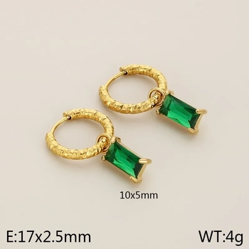 Elysian Square Drop Earrings - Green 