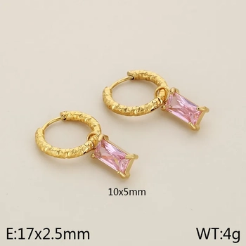 Elysian Square Drop Earrings - Pink 