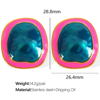 Echo Colorblock Studs - Pink Blue 