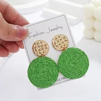 TropiBloom Raffia Drop Earrings - Green 