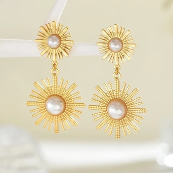 Hawaiian Gold Geometric Drop Earrings - Default M