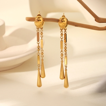 Golden Dewdrops Oval  Earrings